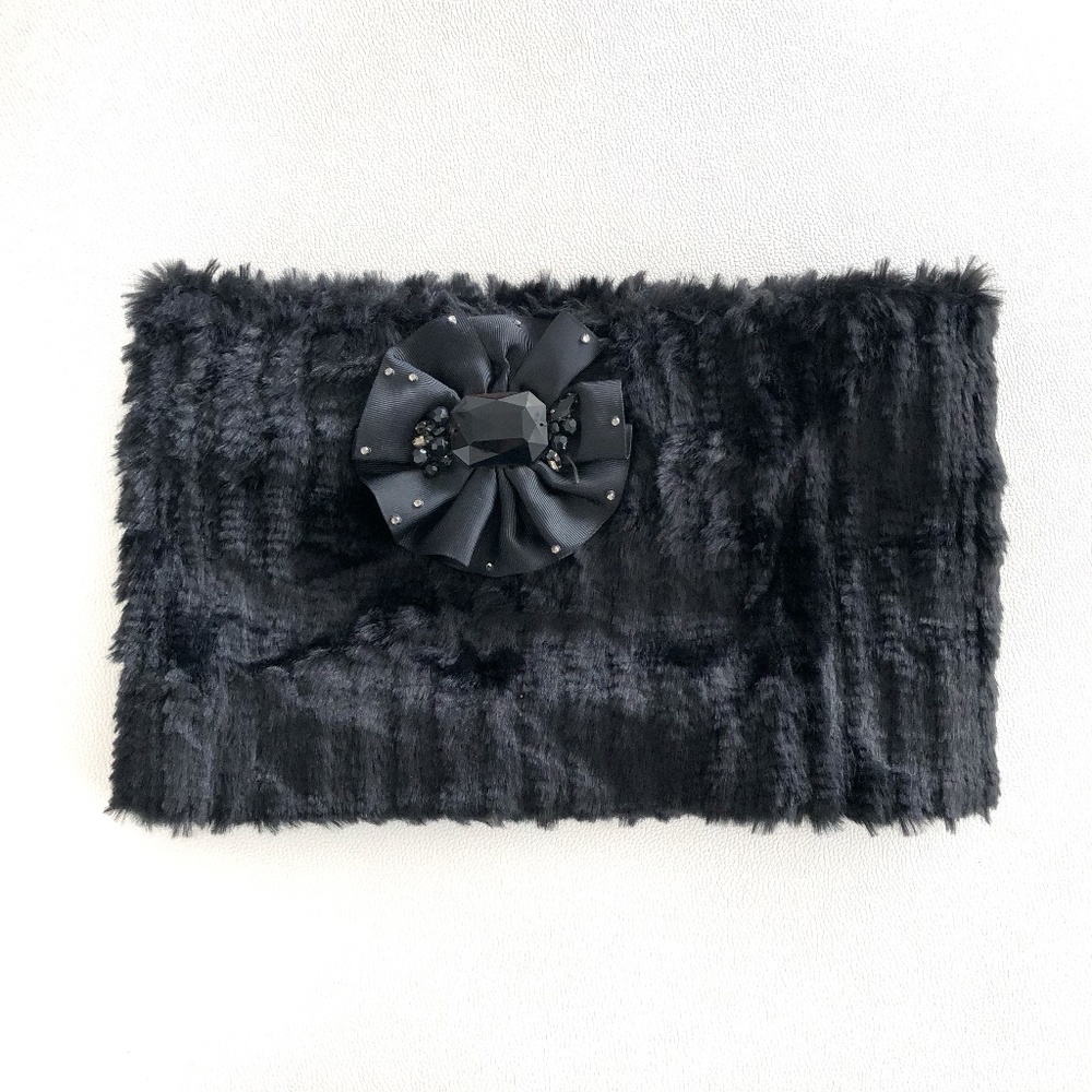 Betsey Johnson Fur Infinity Scarf with Bling